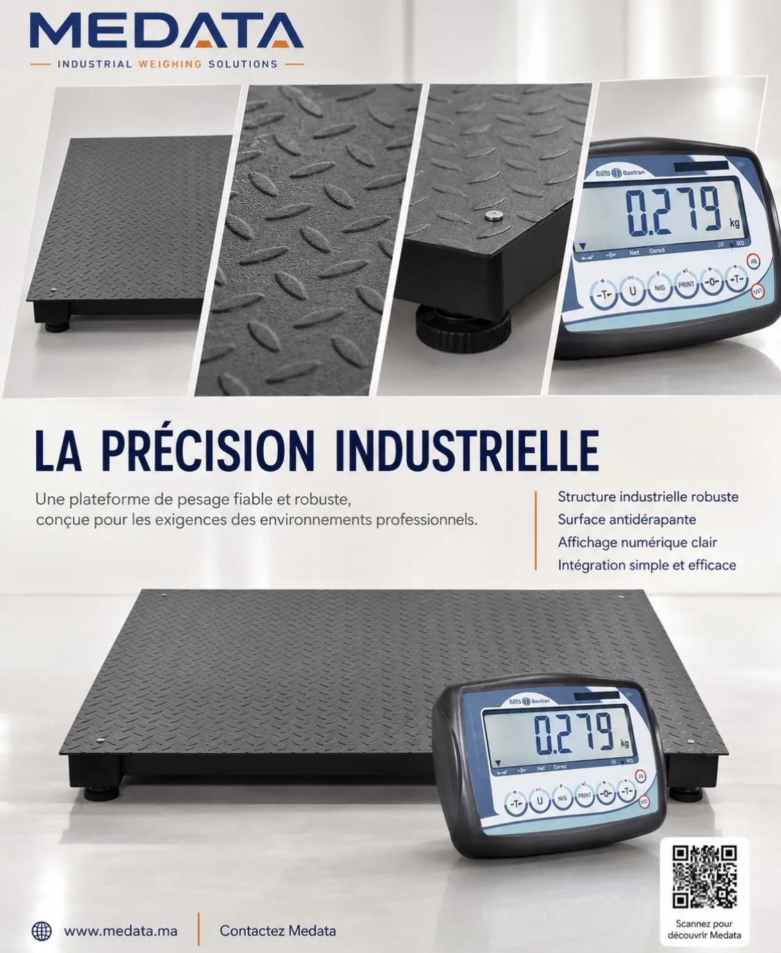 Plateforme de pesage 3 tonnes 1x1 mètre : compacte, robuste et adaptée à l’industrie